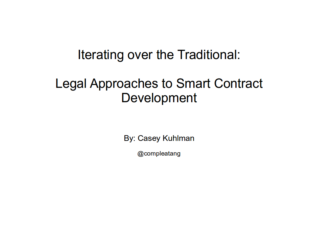 Lefal Approaches to smart contract Development